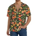 thumbnail image 1 of Lafuoo Fruits Peach Pattern Men's Cuban Collar Short Sleeve Shirt, Button-Down Resort Beach Pocket Shirt-3X-Large, 1 of 6