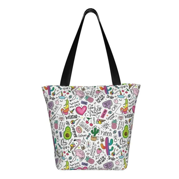 Lafuoo Fun Animal with Unicorn Pattern Canvas Backpack, Zipper Laptop Backpack Travel Bag Sports Bag Unisex-One Size