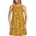 thumbnail image 1 of Lafuoo Gold Glitter Pattern Women's Sleeveless Dress, Round Tie Pocket Short Sleeve Dress Summer Clothing, Suitable for Vacation, Leisure, Work-Large, 1 of 8