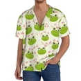 thumbnail image 1 of Lafuoo Green Frog Pattern Men's Cuban Collar Short Sleeve Shirt, Button-Down Resort Beach Pocket Shirt-XX-Large, 1 of 7