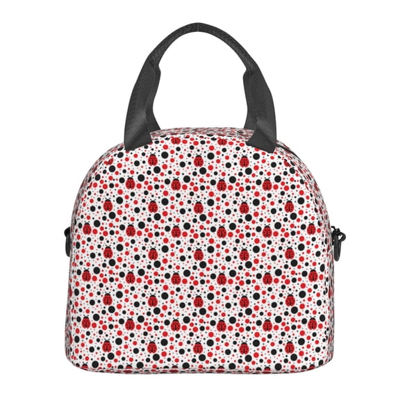 Lafuoo Ladybugs 2 Pattern Insulated Lunch Bag, Adjustable Shoulder Strap Handheld Crossbody Waterproof Lunch Bag, Unisex-One Size