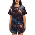 thumbnail image 1 of Lafuoo Lazy Stone Bear Pattern Women's Round Neck Short Sleeve Pajamas Set, Button Pajamas Elastic Band Pajamas Home Wear-XX-Large, 1 of 9