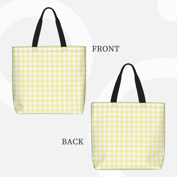 Lafuoo Lemon Yellow Checkboard Pattern Single Shoulder Convenience Bag, Large Capacity Zippered Handbag for Shopping, Unisex-One Size