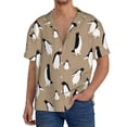 thumbnail image 1 of Lafuoo Lovely Penguin Pattern Men's Cuban Collar Short Sleeve Shirt, Button-Down Resort Beach Pocket Shirt-X-Large, 1 of 7