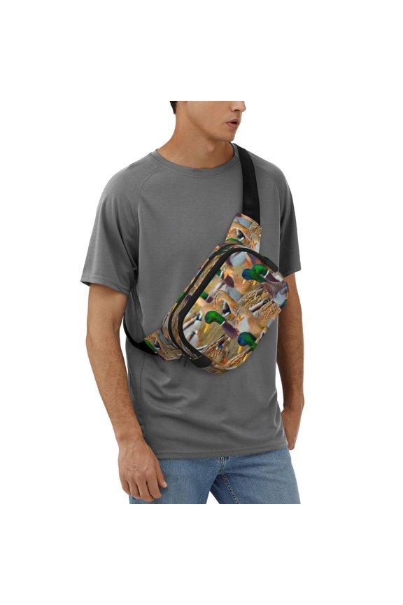 Mallard Ducks Pattern Square Double Layer Waist Bag, Adjustable Buckle Bag Accessories for Men and Women-One Size