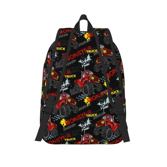 Lafuoo Monster Truck Pattern Canvas Backpack, Zipper Laptop Backpack Travel Bag Sports Bag Unisex-Small