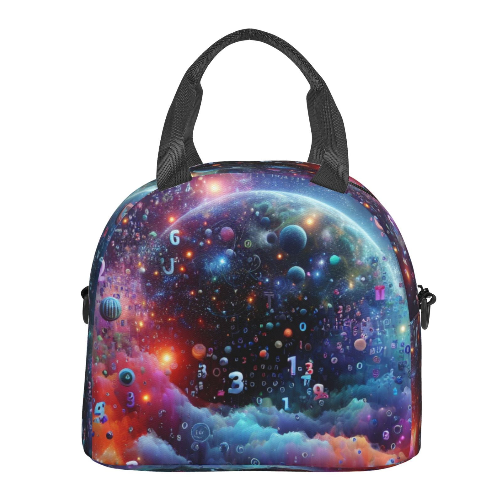 Lafuoo Outer Space Floating Numbers And Letters Pattern Insulated Lunch ...