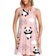 thumbnail image 1 of Lafuoo Panda Pattern Women's Sleeveless Dress, Round Tie Pocket Short Sleeve Dress Summer Clothing, Suitable for Vacation, Leisure, Work-3X-Large, 1 of 8