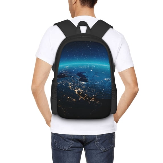 Lafuoo Planet Earth Pattern Large Capacity Backpack, Durable Adjustable Straps Campus, Travel, Work Computer Backpack, Unisex-One Size