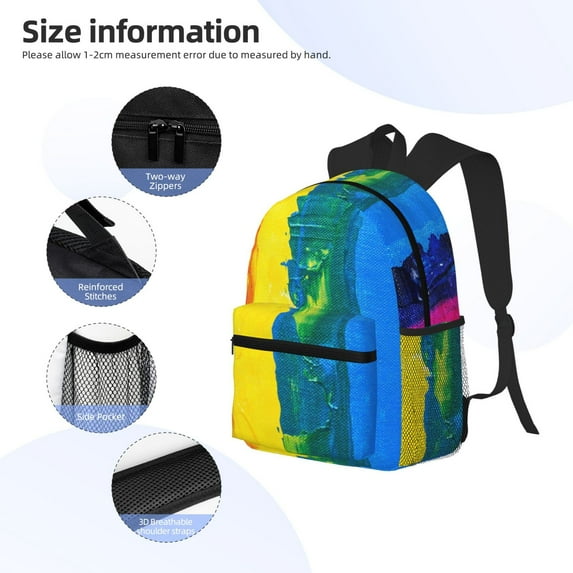 Lafuoo Rainbow Colored Pattern Casual Backpack, Large Capacity Adjustable Shoulder Strap Computer Backpack, Unisex, Suitable for Campus, Business,Travel-One Size