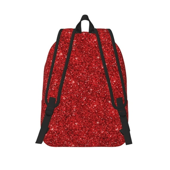 Lafuoo Red Glitter Pattern Canvas Backpack, Zipper Laptop Backpack Travel Bag Sports Bag Unisex-Small