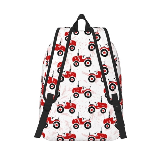 Lafuoo Red Wheeled Tractors Pattern Canvas Backpack, Zipper Laptop Backpack Travel Bag Sports Bag Unisex-Small