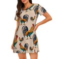 thumbnail image 1 of Lafuoo Rooster Pattern Women's Short-sleeved Nightdress, Knee-length Pullover Nightgown, Summer Home Wear-Medium, 1 of 8