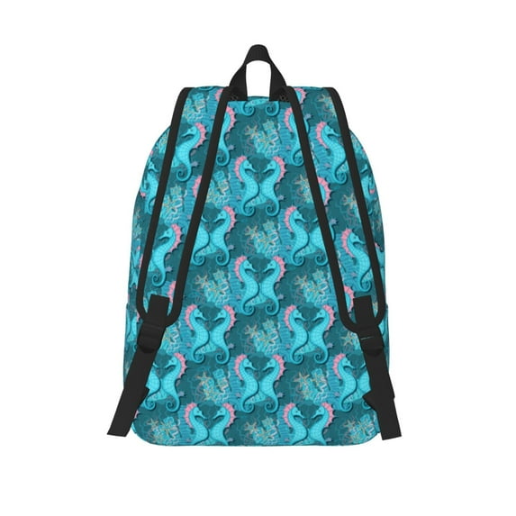 Lafuoo Seahorse Pattern Canvas Backpack, Zipper Laptop Backpack Travel Bag Sports Bag Unisex-Medium