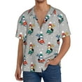 thumbnail image 1 of Lafuoo Skiing penguin Pattern Men's Cuban Collar Short Sleeve Shirt, Button-Down Resort Beach Pocket Shirt-XX-Large, 1 of 7