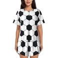 thumbnail image 1 of Lafuoo Soccer Ball Pattern Women's Round Neck Short Sleeve Pajamas Set, Button Pajamas Elastic Band Pajamas Home Wear-XX-Large, 1 of 9