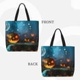 thumbnail image 1 of Lafuoo Spooky Halloween Pattern Single Shoulder Convenience Bag, Large Capacity Zippered Handbag for Shopping, Unisex-One Size, 1 of 7