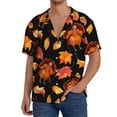 thumbnail image 1 of Lafuoo Thanksgiving Turkey 1 Pattern Men's Cuban Collar Short Sleeve Shirt, Button-Down Resort Beach Pocket Shirt-Medium, 1 of 7