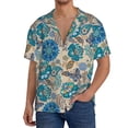 thumbnail image 1 of Lafuoo Vintage Floral Butterflies Pattern Men's Cuban Collar Short Sleeve Shirt, Button-Down Resort Beach Pocket Shirt-XX-Large, 1 of 7