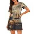 thumbnail image 1 of Lafuoo Vintage Nautical Lighthouse Pattern Women's Short-sleeved Nightdress, Knee-length Pullover Nightgown, Summer Home Wear-X-Large, 1 of 8