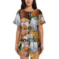 thumbnail image 1 of Lafuoo Welcom Fall Pattern Women's Round Neck Short Sleeve Pajamas Set, Button Pajamas Elastic Band Pajamas Home Wear-4X-Large, 1 of 9