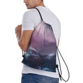 thumbnail image 1 of Lafuoo lighthouse Waves Torrential Rain Pattern Drawstring Pocket, Adjustable Shoulder Strap Storage Bag Suitable for Men and Women-Medium, 1 of 7