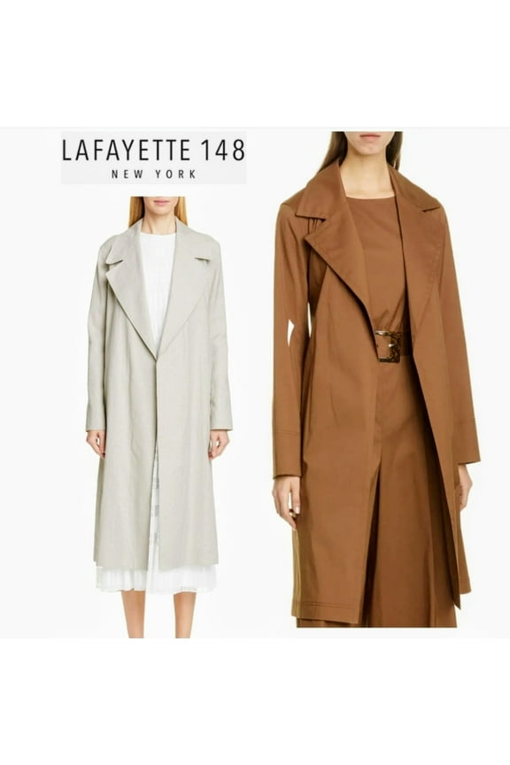 Lafyette 148 New York Gray Trench Coat. Sz XXL. $798 NWTs