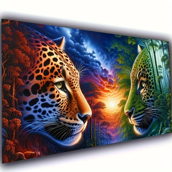 Lage size Fantasy Tiger Diamond Art Kits for Adults,5D DIY Diamond Painting Kits for beginner, Animal Full Round Diamond Mosaic kits, Gem Art and Craft,Diamond Dots, Home Decor 31.5X15.75inch