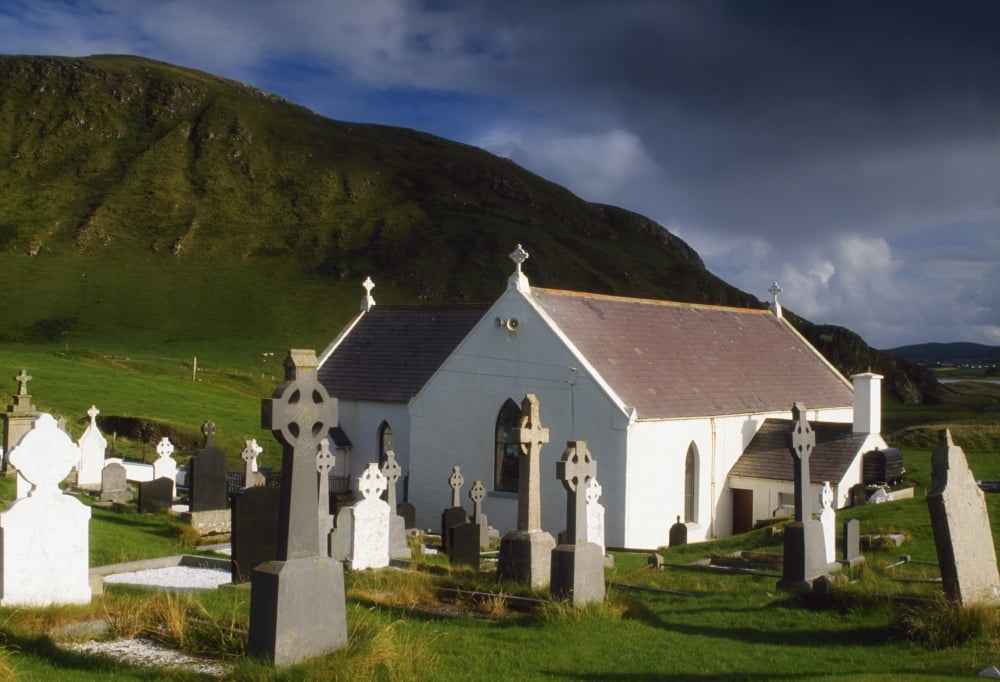 Lagg Church Inishowen Peninsula Co Donegal Ireland Church And Graveyard Canvas Art - The Irish Image Collection Design Pics (18 x 12)