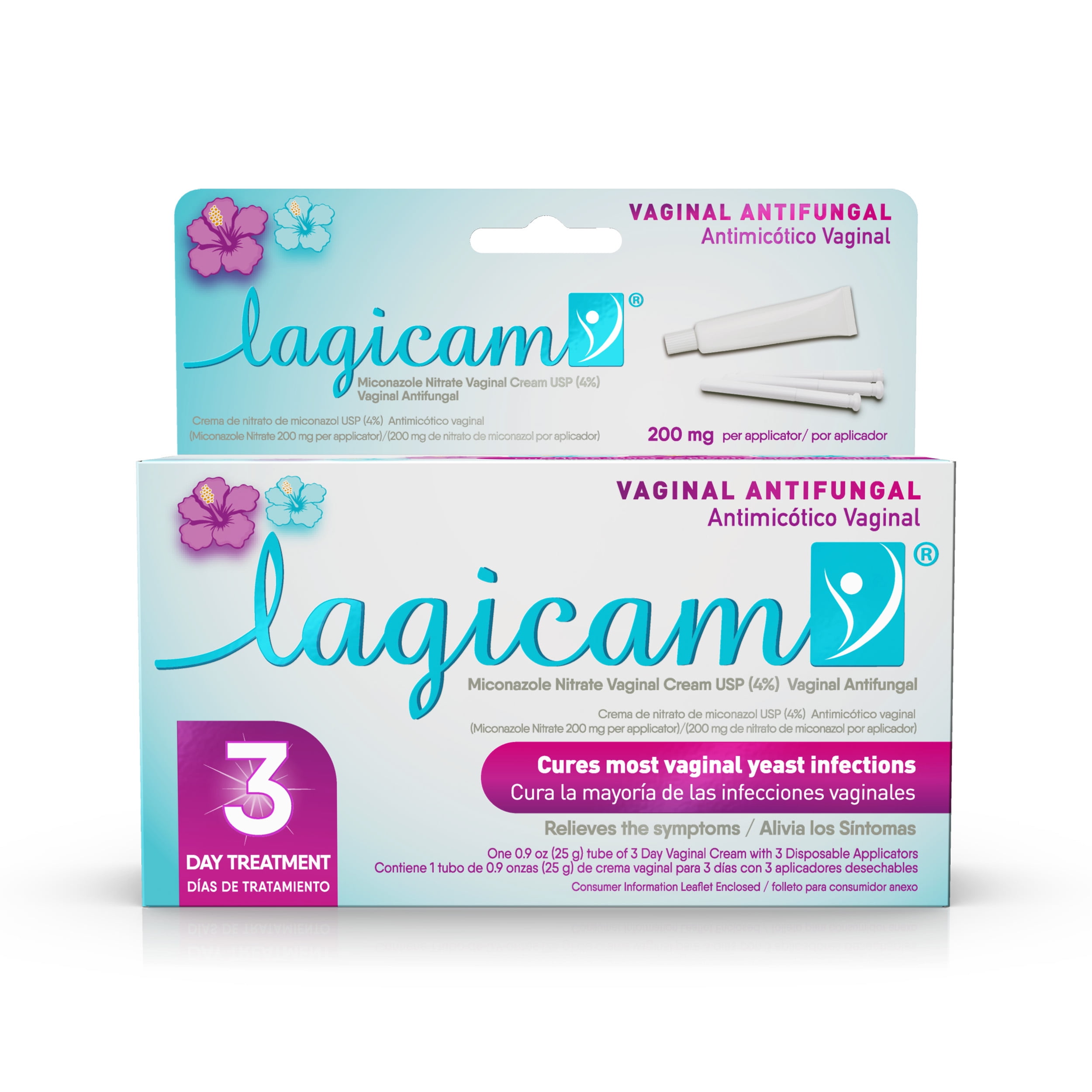 Lagicam 3-Day Vaginal Antifungal Miconazole,Quick Yeast Infection Relief, 0.9 fl oz