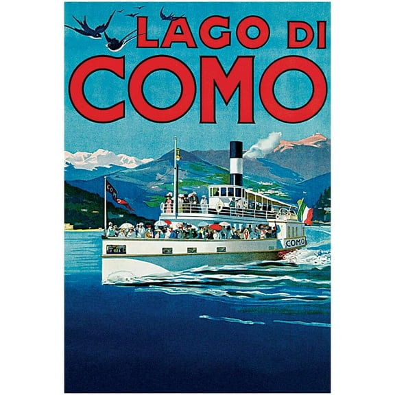Lago Di Como Poster, Lake Como, Italy, Vintage Italian Travel, Art Print