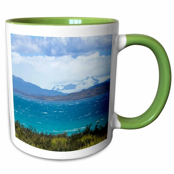 3drose, Lago Sarmiento with Torres Del Paine, Patagonia, Chile - Sa05 Ksu0063 - Keren Su, 15oz Two-tone Green Mug