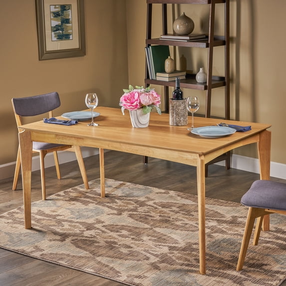 Lagom Adelyn Mid-Century 59.10 in Rectangle Expansive 6 Seater Dining Table, Natural Oak