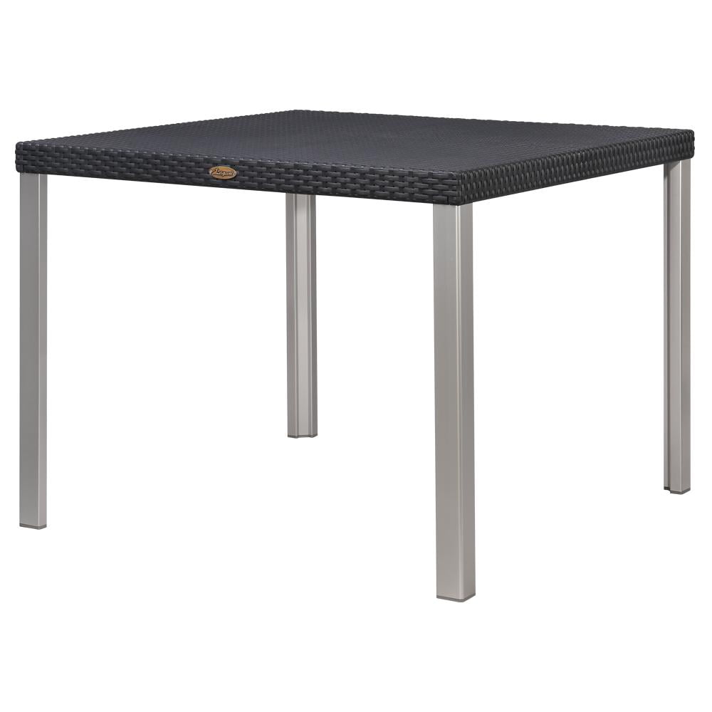 Oslo Black Rattan Square Dining Table with Aluminum Legs