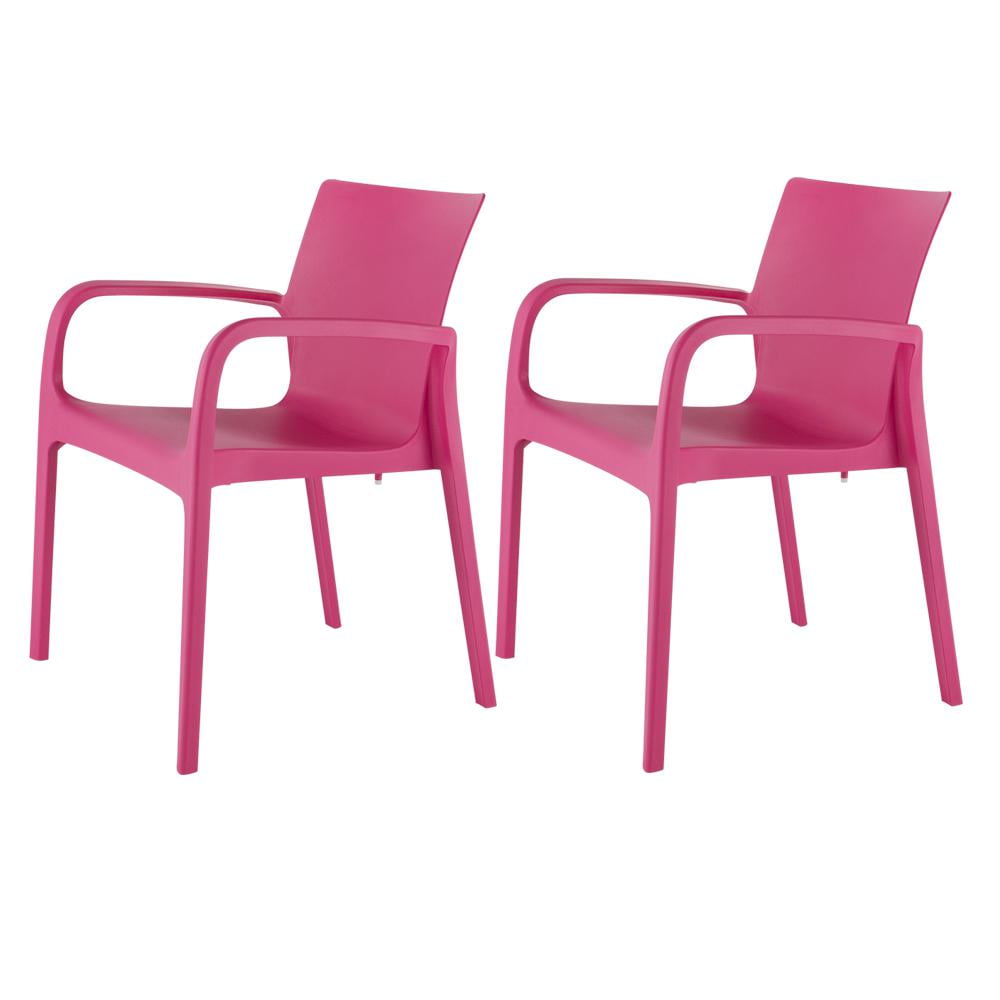 Alissa Fuchsia Resin Stackable Outdoor Dining Armchair Set