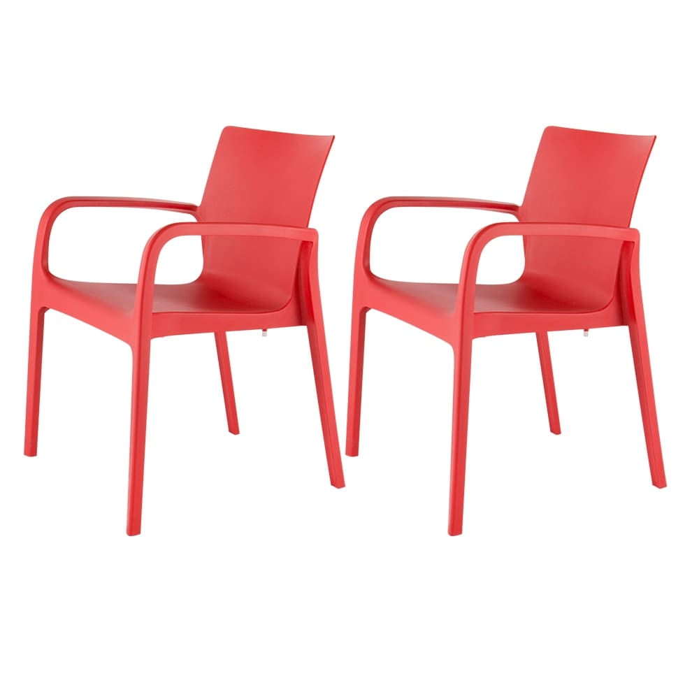 Alissa Red Polypropylene Stackable Outdoor Dining Armchair Set