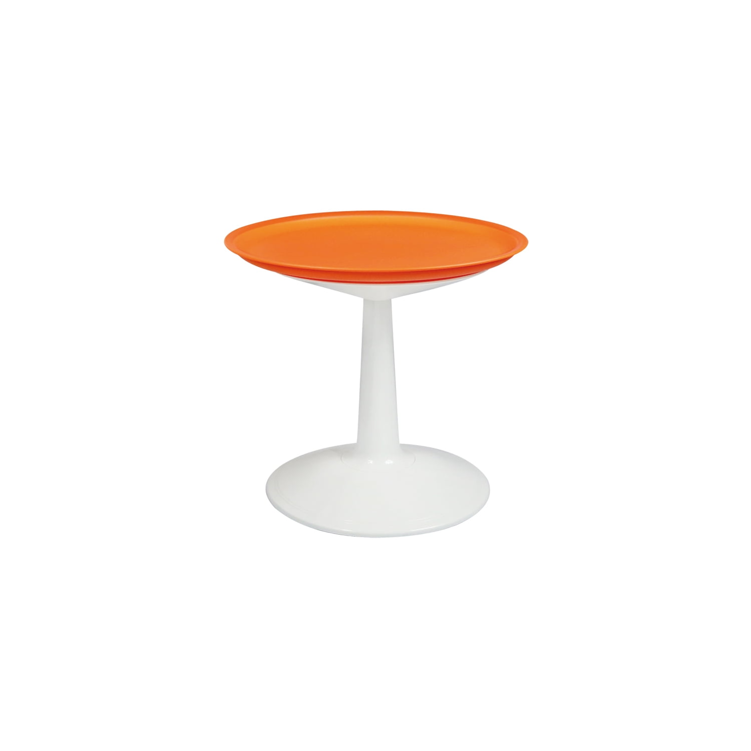 Orange and White Adjustable Resin Round Accent Table