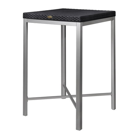 Lagoon Furniture Russ Rattan Bar Table with Aluminum Legs-Finish:Black