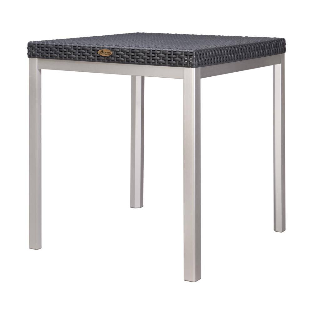 Russ Black Rattan Box-Shaped Dinner Table with Aluminum Legs