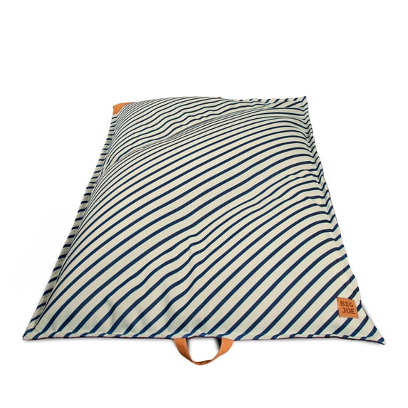 Big Joe Lux Lagoon Lounger Pool Float, Navy and Ivory Cape Stripe, Premier Mesh, Durable UV Protected Polyester Blend, No Inflation Needed