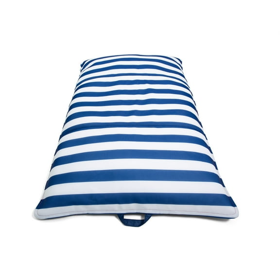 Big Joe Lagoon Lounger No Inflation Needed Pool Float, Americana Nautical Stripe Double Sided Mesh, Quick Draining Fabric, 5 feet Giant