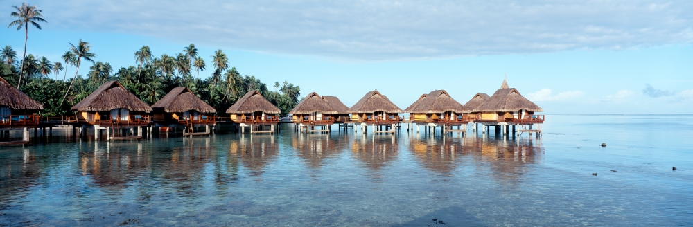Lagoon Resort Island Water Beach Bora Bora French Polynesia Canvas Art - Panoramic Images (36 x 12)