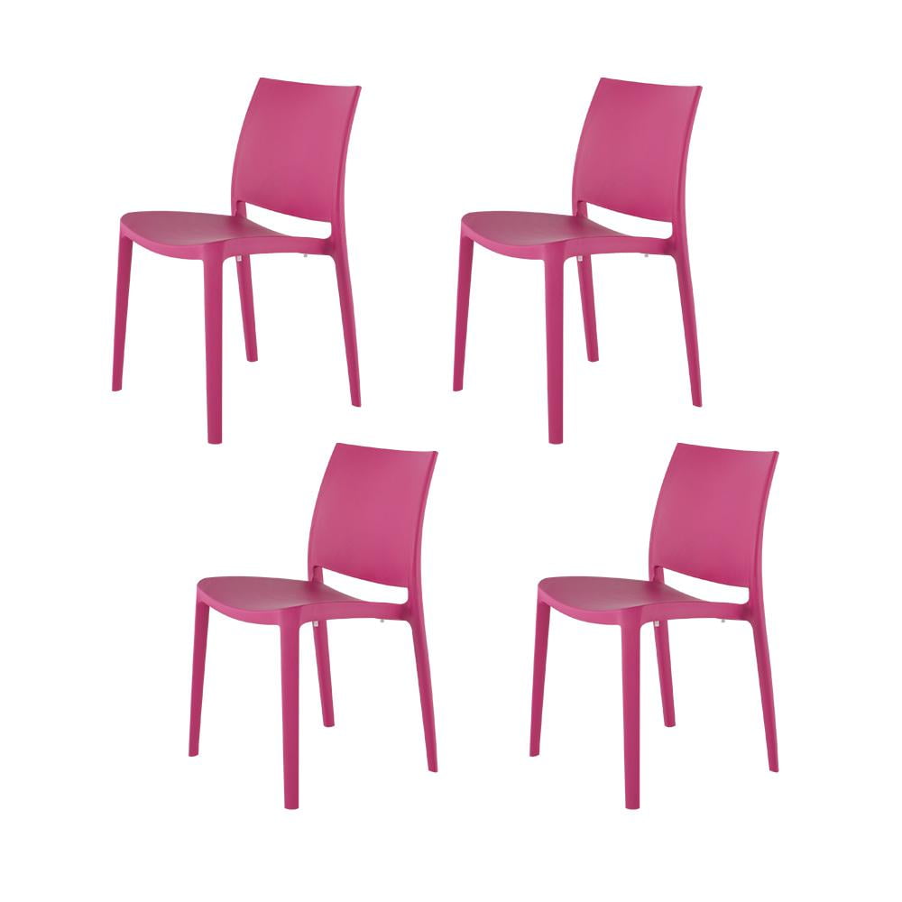 Fuchsia Resin Stackable Modern Side Chairs - Set of 4