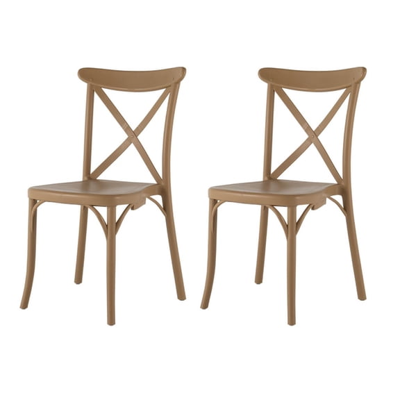 Lagoon Stackable Resin Crossback Dining Chair Set of 2