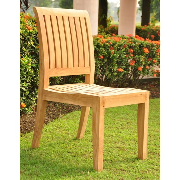 Lagos Armless Solo / Single Dining Chair Outdoor Patio Grade-A Teak Wood WholesaleTeak #WMDCALLG