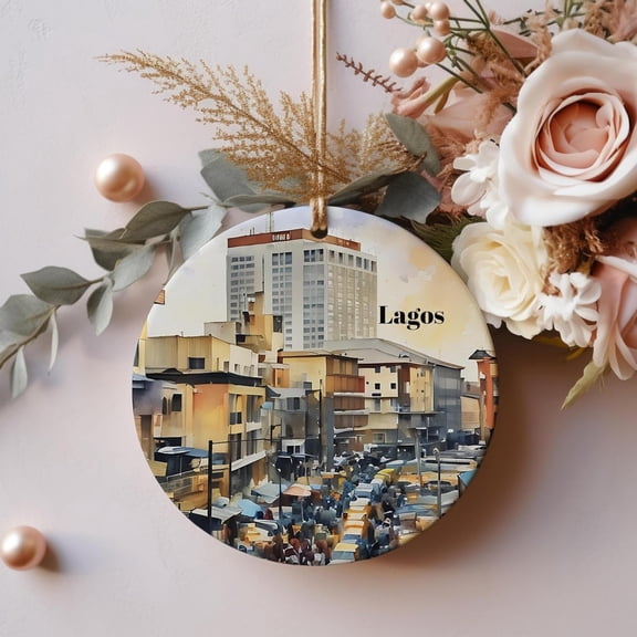 Lagos Nigeria Ornaments, Lagos Nigeria Christmas, Lagos Nigeria Decor, Christmas Round, Ceramic Christmas Ornament, Christmas Tree Decorations Keepsake, Christmas Dad Gifts dGLxNn (Lagos Nigeria)