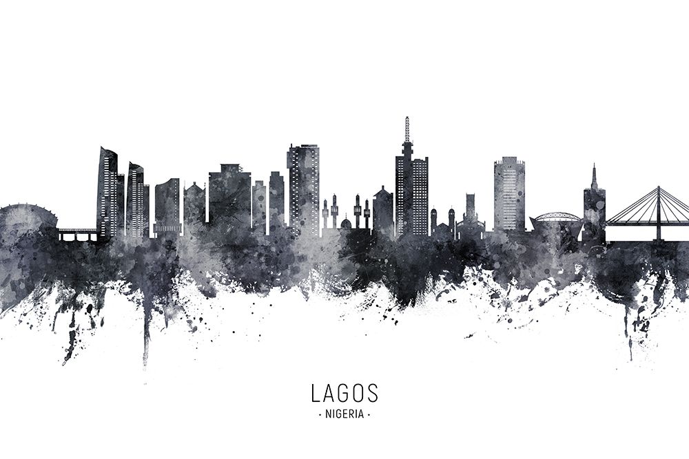 Lagos Nigeria Skyline Poster Print Michael Tompsett (24 x 18