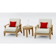 thumbnail image 1 of Lagos Teak Wood 3 Pc Lounge Chair Set: 2 Lounge Chairs & Round Side Table With Cushions in Outdoor Sunbrella Fabric #5404 Canvas Natural, 1 of 2