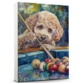 thumbnail image 1 of Lagotto Romagnolo Dog Stretched Canvas Size 8x12 – Billiards Theme Dog Art for Wall, Lagotto Romagnolo Dog Playing Billiards Wall Art, Dog Lover Canvas Decor, 1 of 5