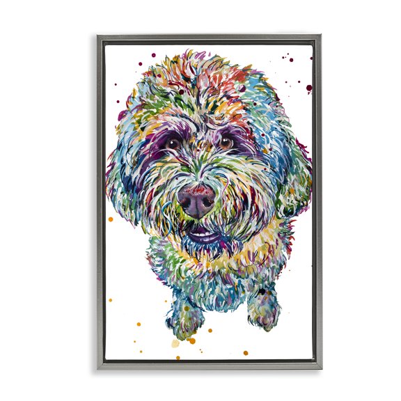 Stupell Industries Lagotto Romagnolo Puppy Gray Framed Floater Canvas Wall Art, design by Jennifer Seeley, 31 x 21